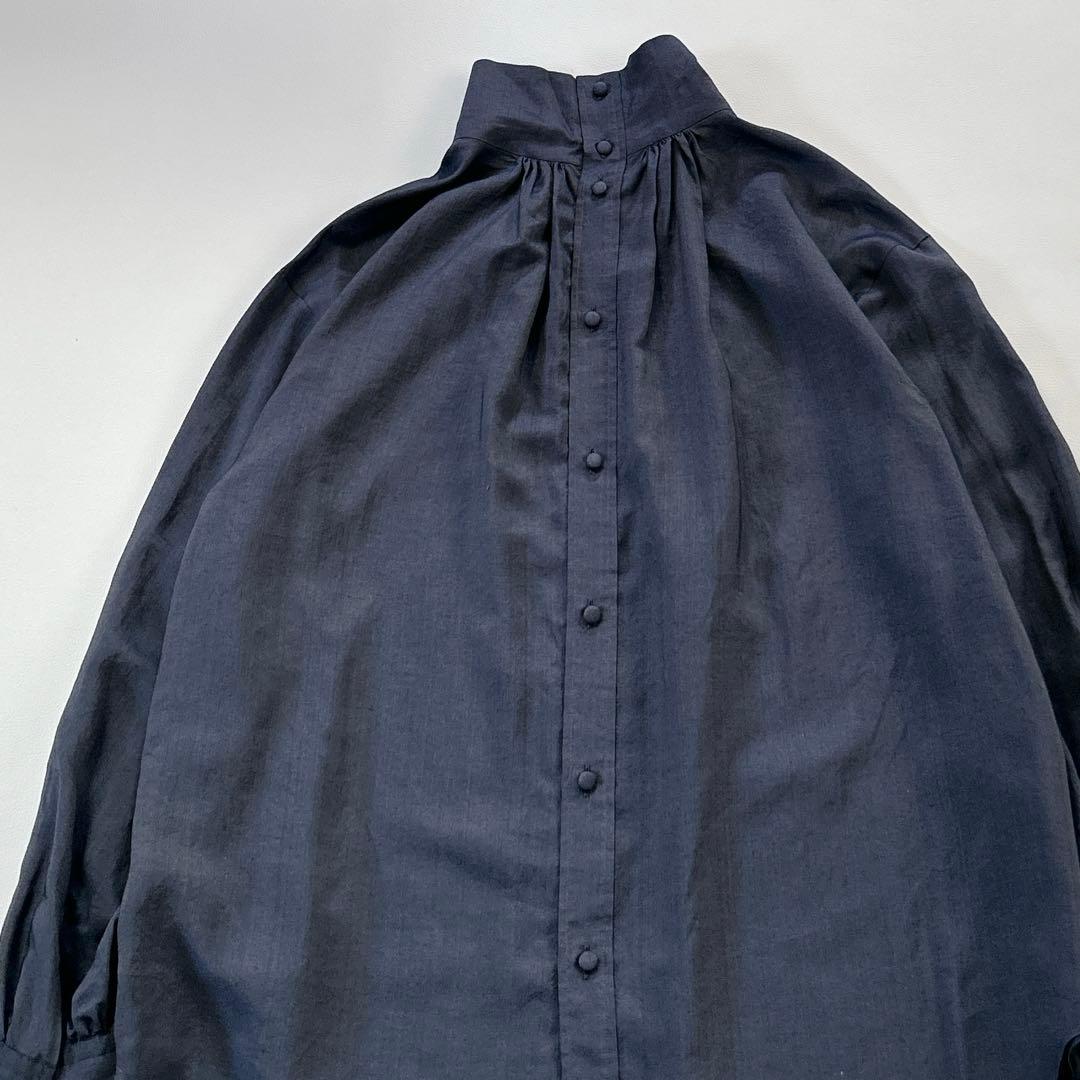未使用品✨ロペ シルク混ハイネック ボウタイブラウス 2way NALYA 紺