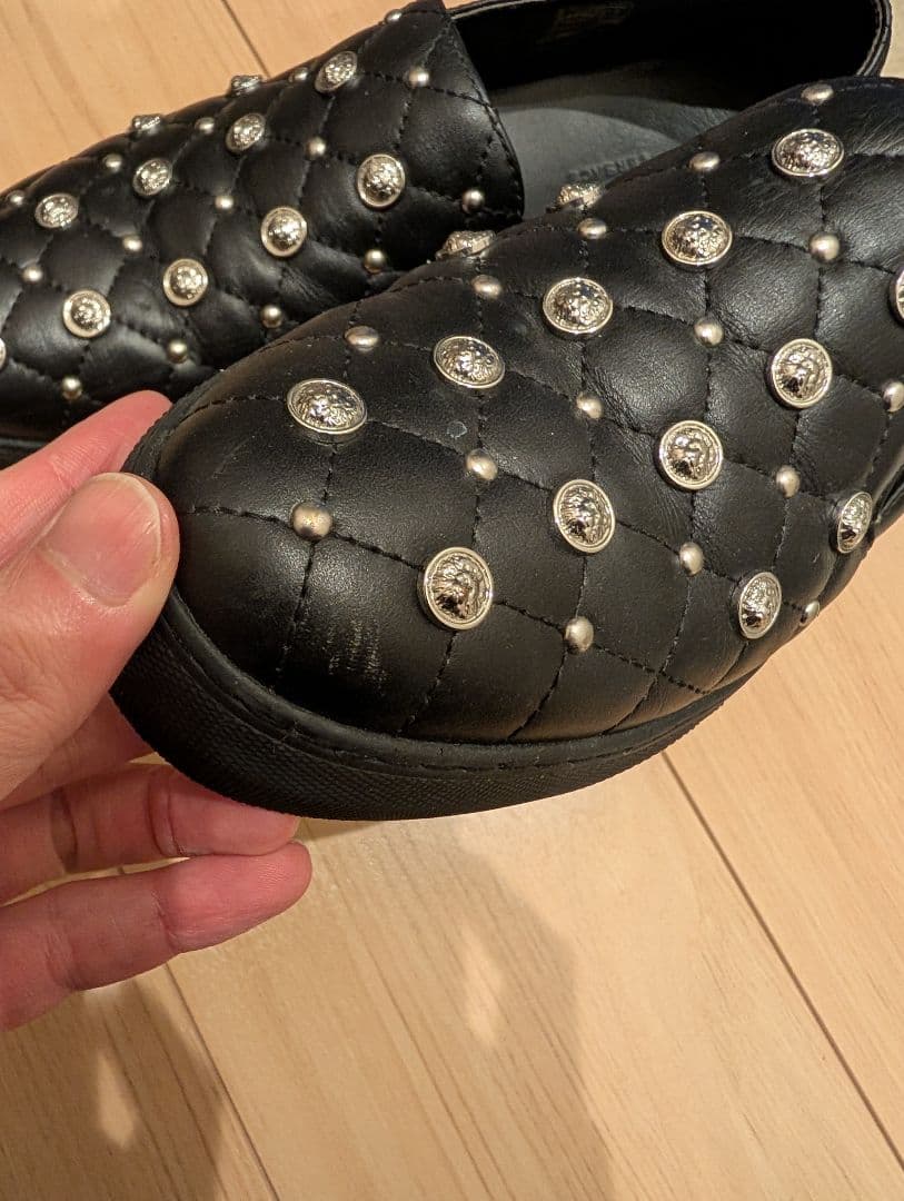 【美品】VERSUS ヴェルサーチ スタッズ付きスリッポン ローファー