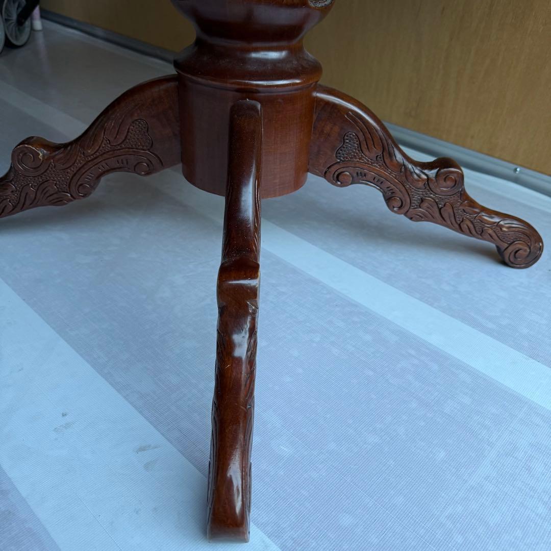 イタリア製 アンティーク調 象嵌 猫脚 丸型 ダイニングテーブル ラウンド 木