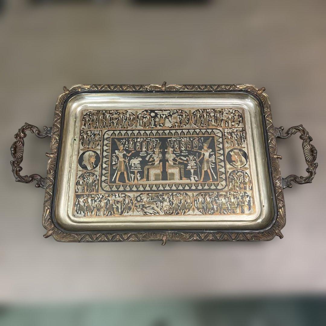 1 エジプト　プレート　金属製　飾り皿