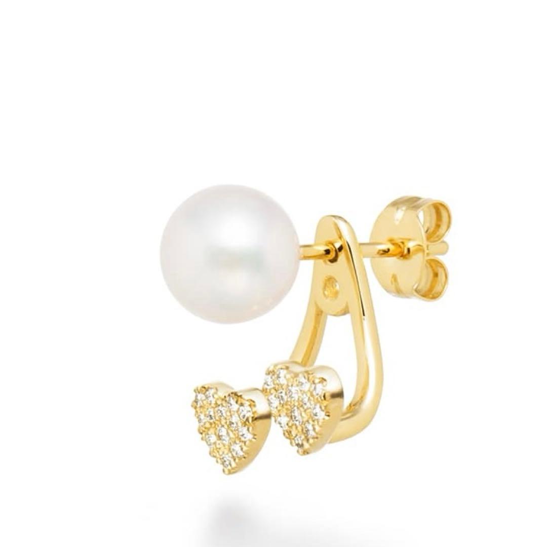 アーカー 18K/ダイヤ/アコヤパール ハートパヴェデュオパール ピアス