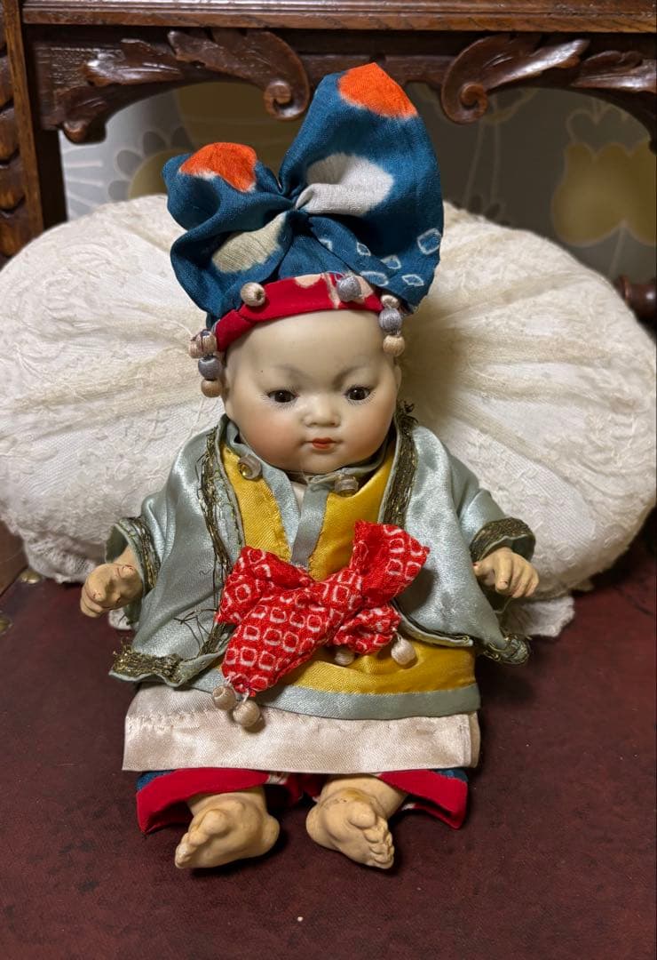 アンティークビスクドール アーモンドマルセル オリエンタルベビーアジアンドール
