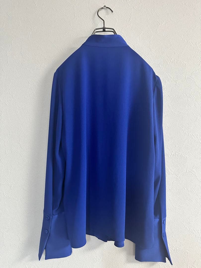 LANVIN COLLECTION リボン付き青シャツ 38サイズ