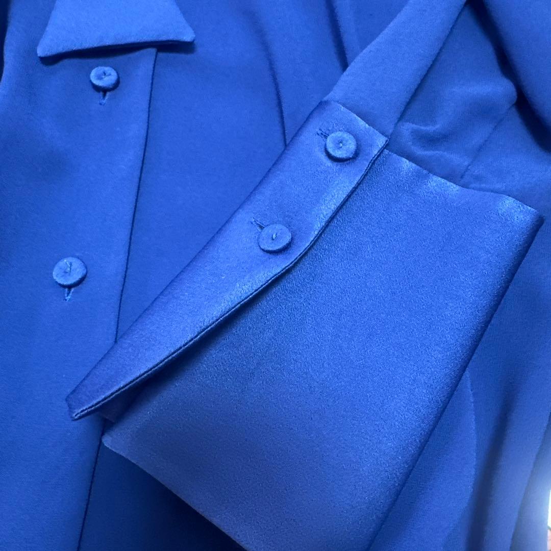 LANVIN COLLECTION リボン付き青シャツ 38サイズ