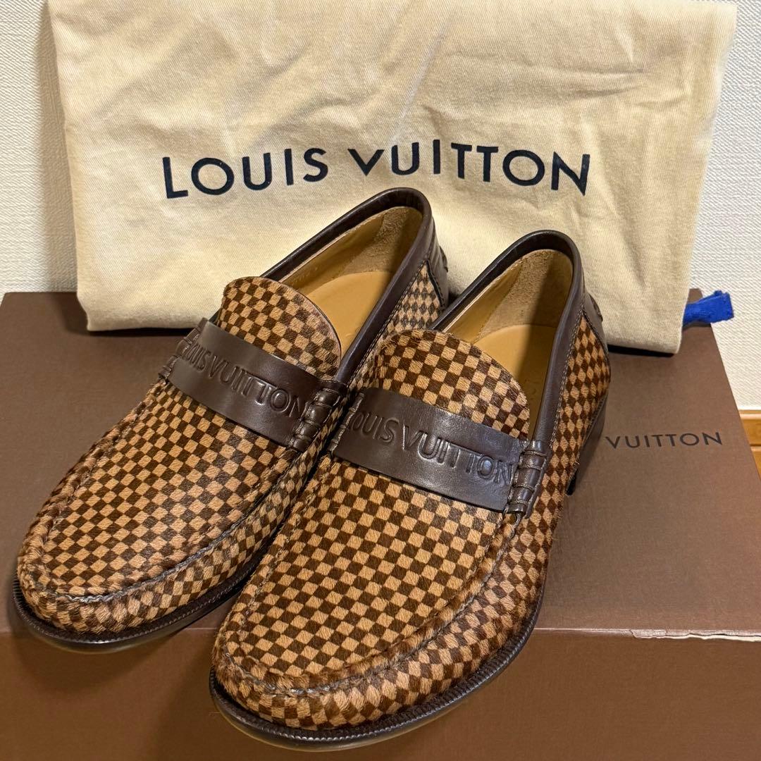 ルイヴィトン ✨新品未使用✨ダミエソバージュ ハラコレザーローファー ブラウン