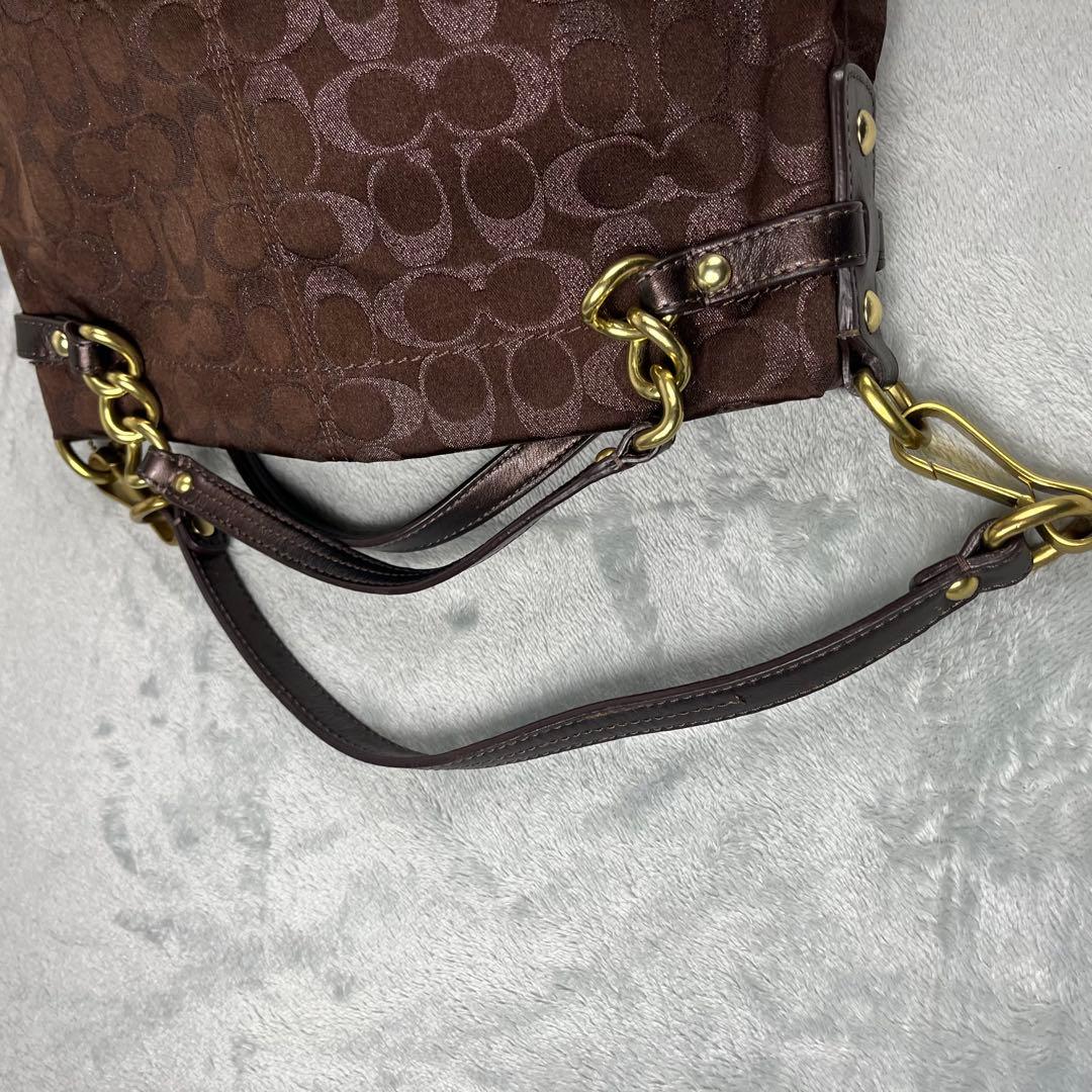 バッグ Coach 2way Hand Bag Brown Signature