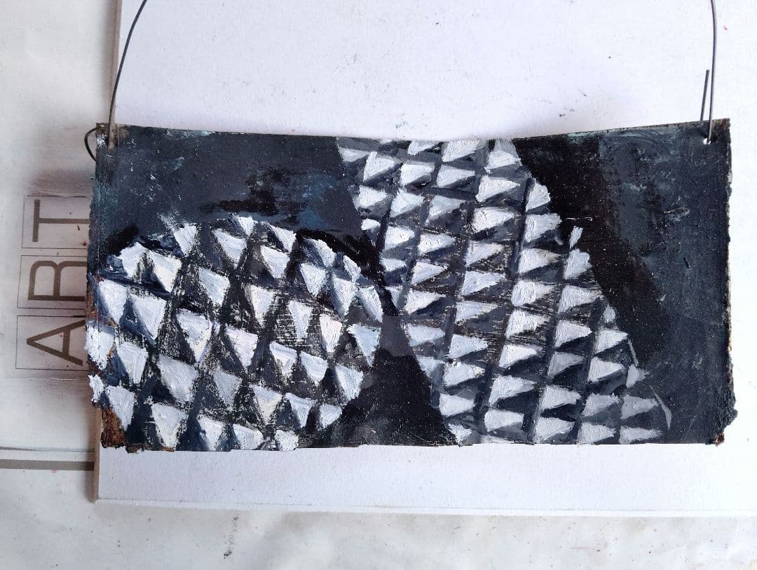 幾何学模様 油彩画