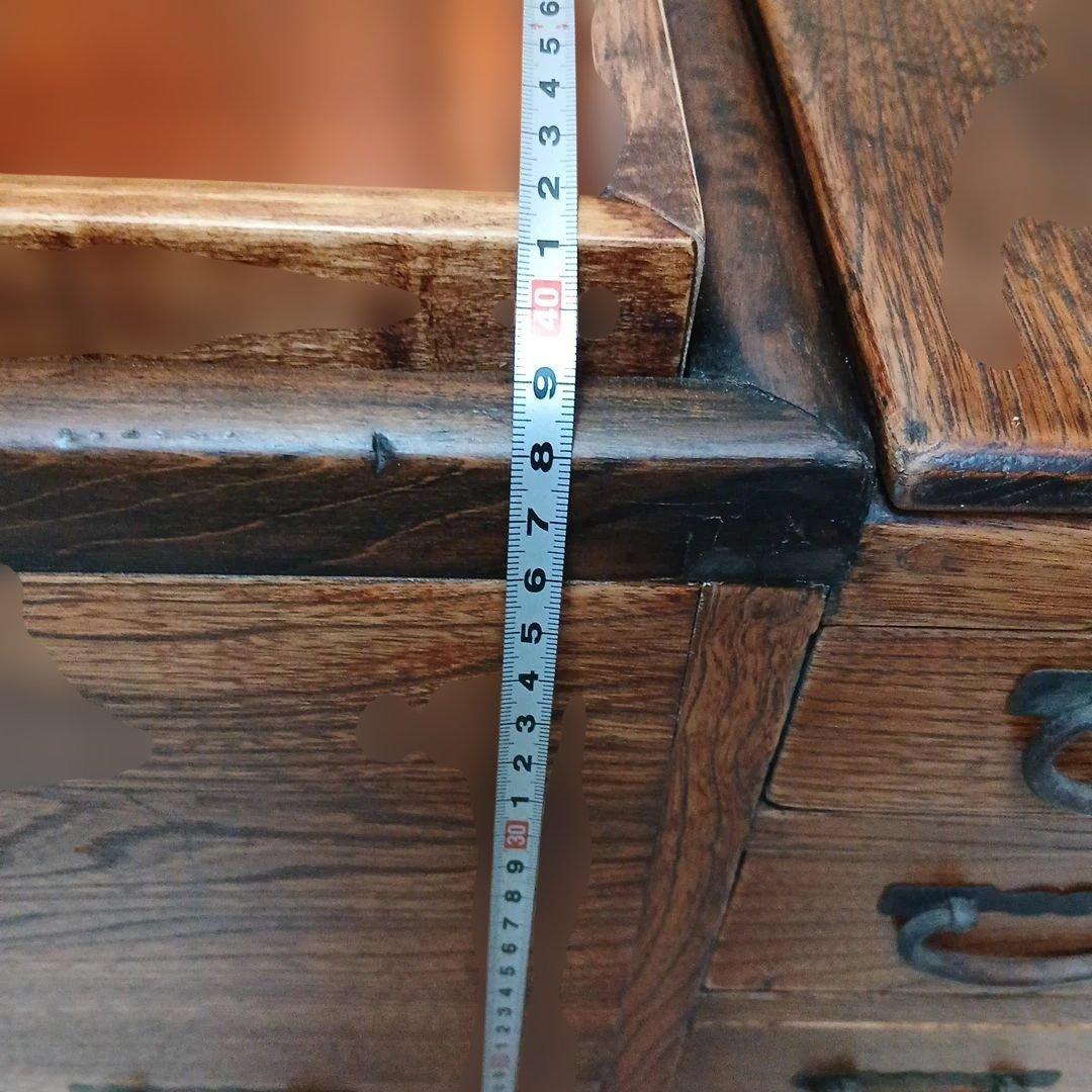 や*す様 レトロ　年代物　木製火鉢 引き出し付き 銅製内装