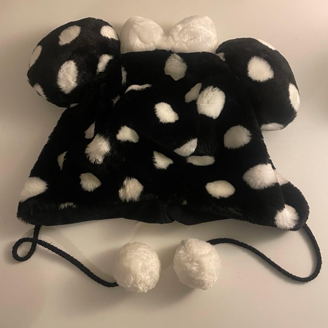 ミニー ファンキャップ 水玉 黒 +a