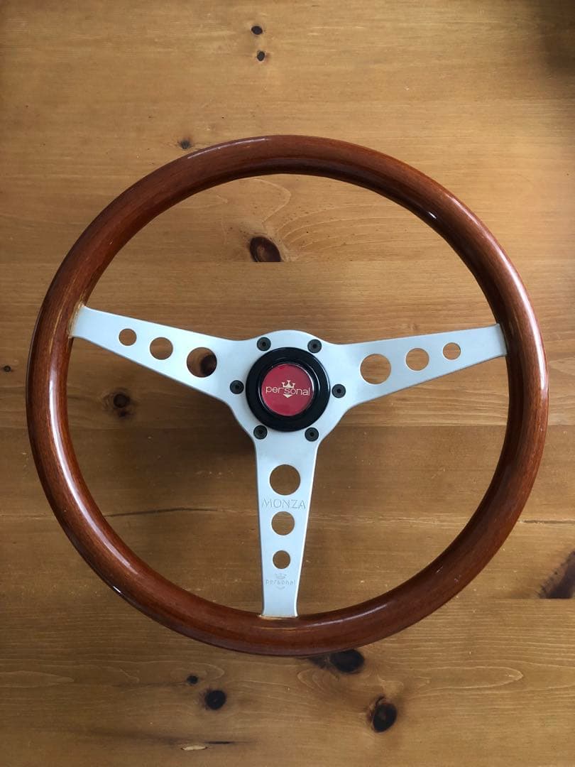 personal MONZA ウッドステアリング ホーンボタン付き 当時物　中古