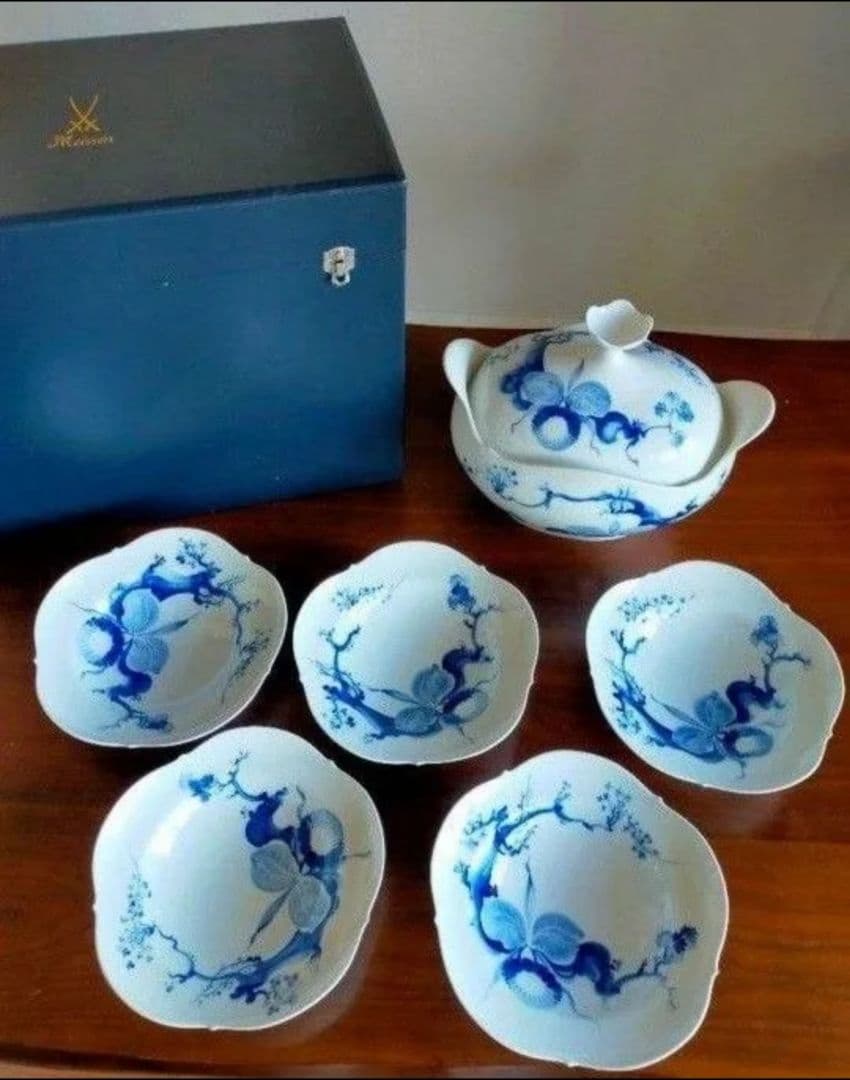 希少限定【Meissen】ブルーオーキッド スープチューリン（大）蓋付き