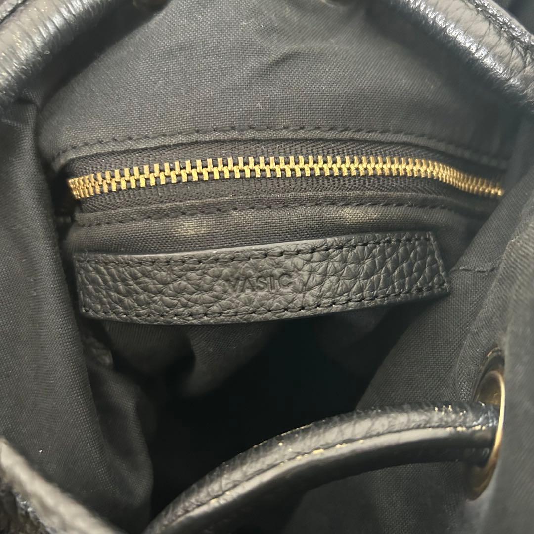【美品】 VASIC bond 2way レザー ハンドバッグ 黒 シボ革