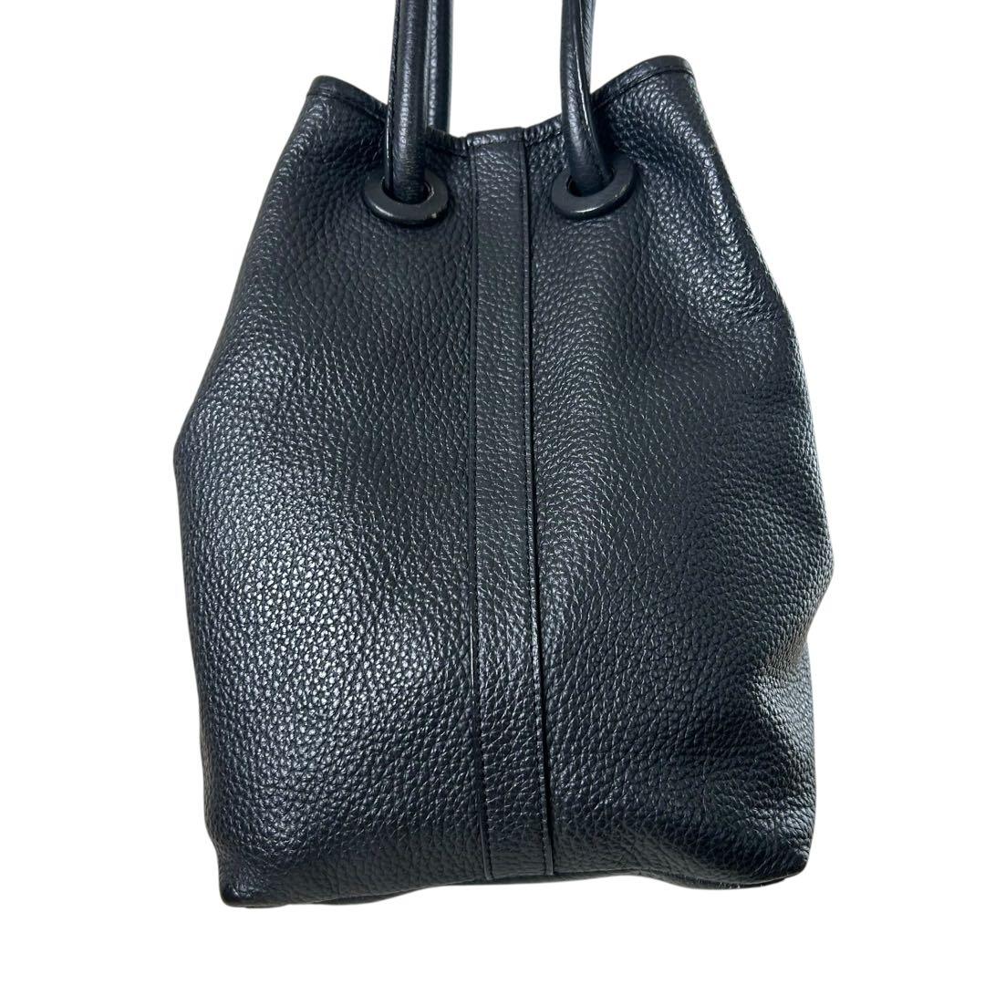 【美品】 VASIC bond 2way レザー ハンドバッグ 黒 シボ革