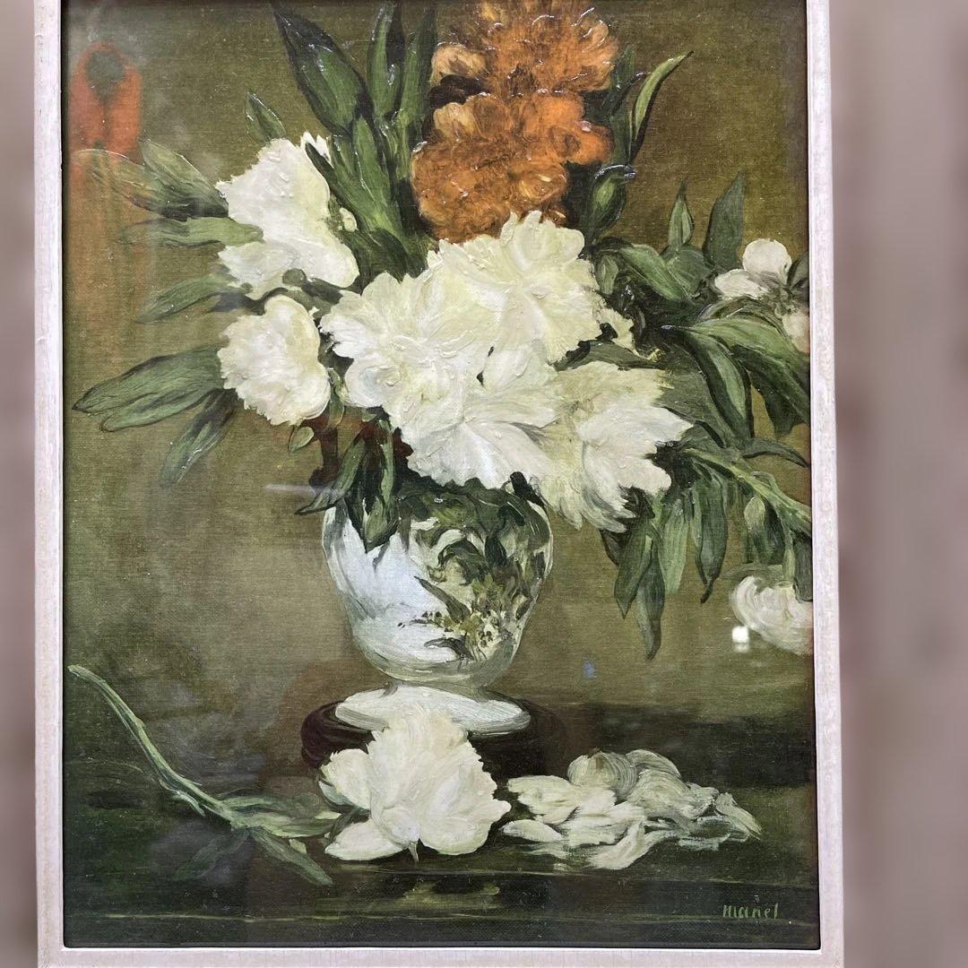 RE7306油彩画 花瓶の花 M. Manuel F6