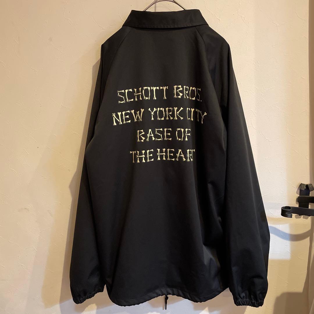 Schott N.Y.C. ブラックナイロンコーチジャケット Lサイズ【美品】