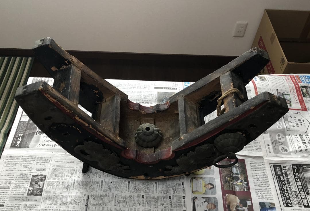 【骨董】龍・鶴図飾金具付き 和鞍（馬鞍）馬具 部品取り #933