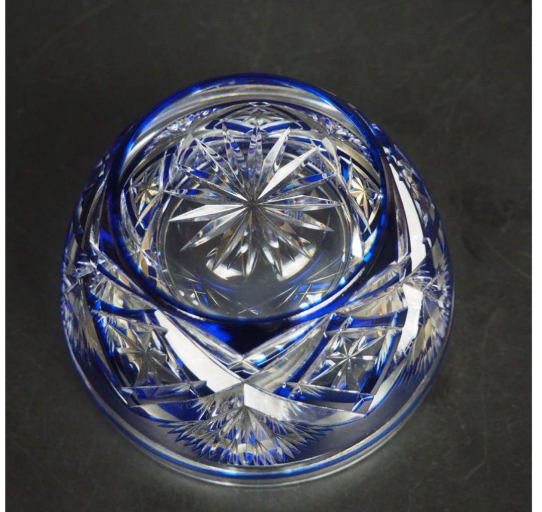 送料無料　区無形文化財伝統工芸士『小林英夫』作　江戸切子向付　共箱　真作保証