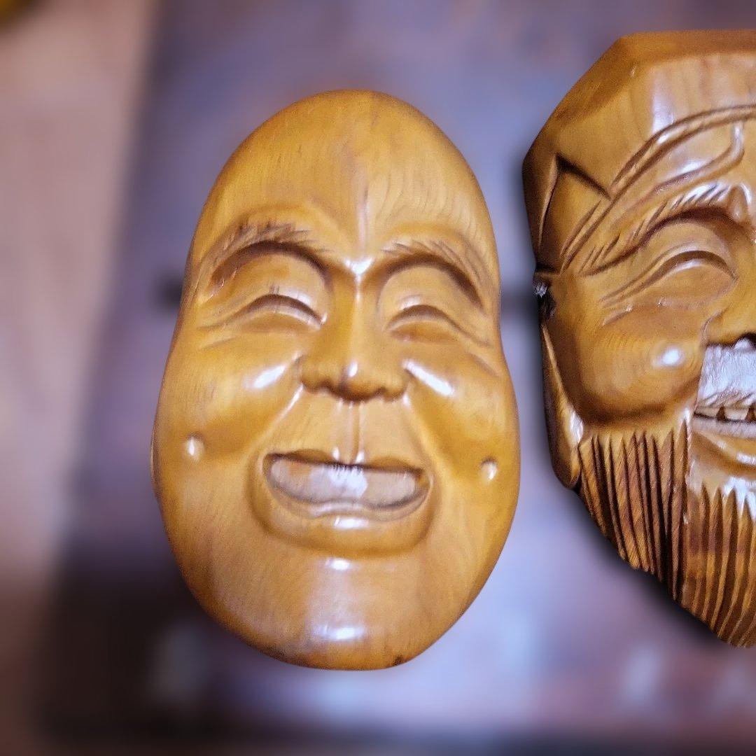 処分セール！値下げ中！】七福神 木製彫刻面