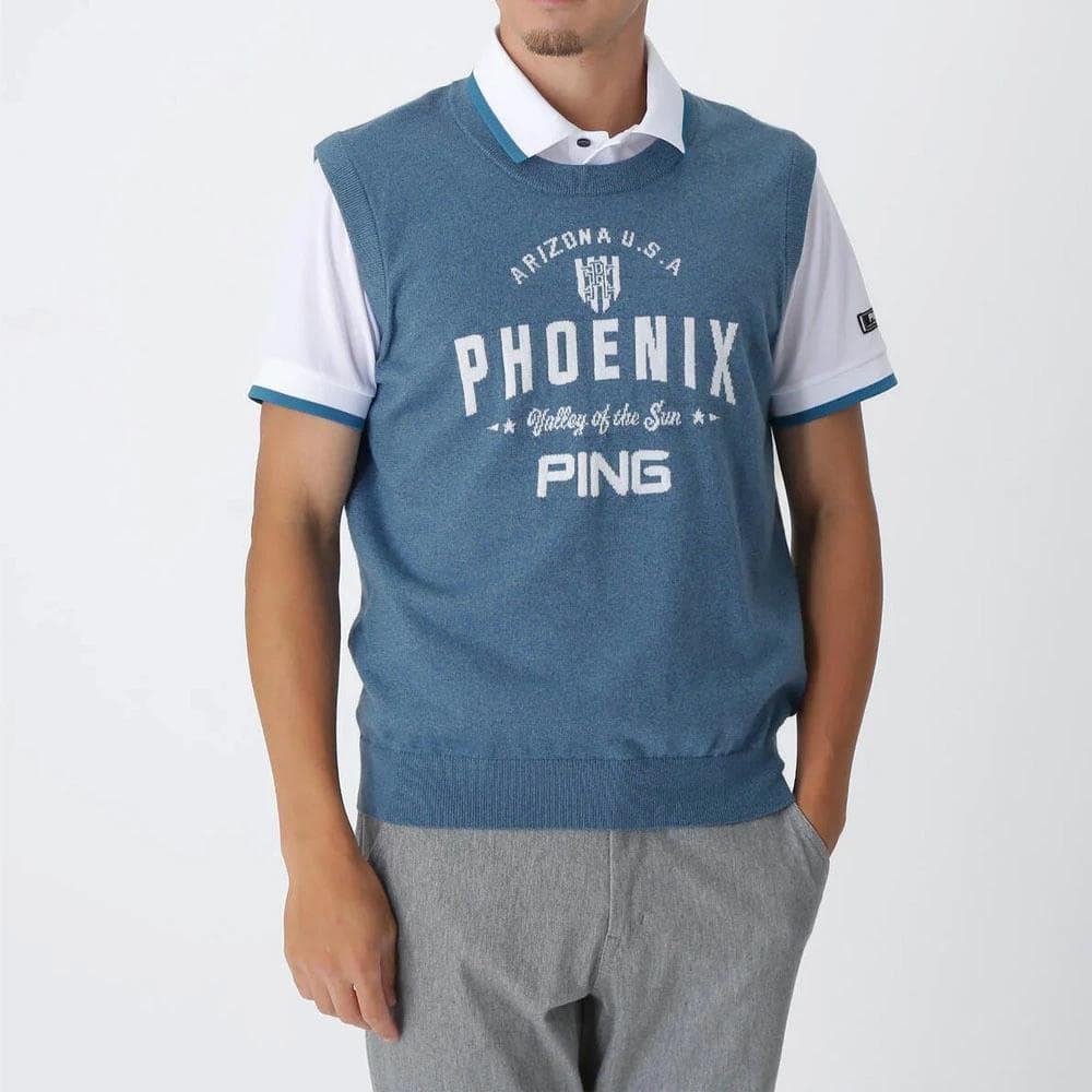 ピンゴルフ　レイヤードツインニット【L寸】ブルー　 621-5274900