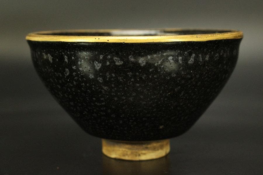 茶道具 油滴天目茶碗 天目台 時代(ZE548)