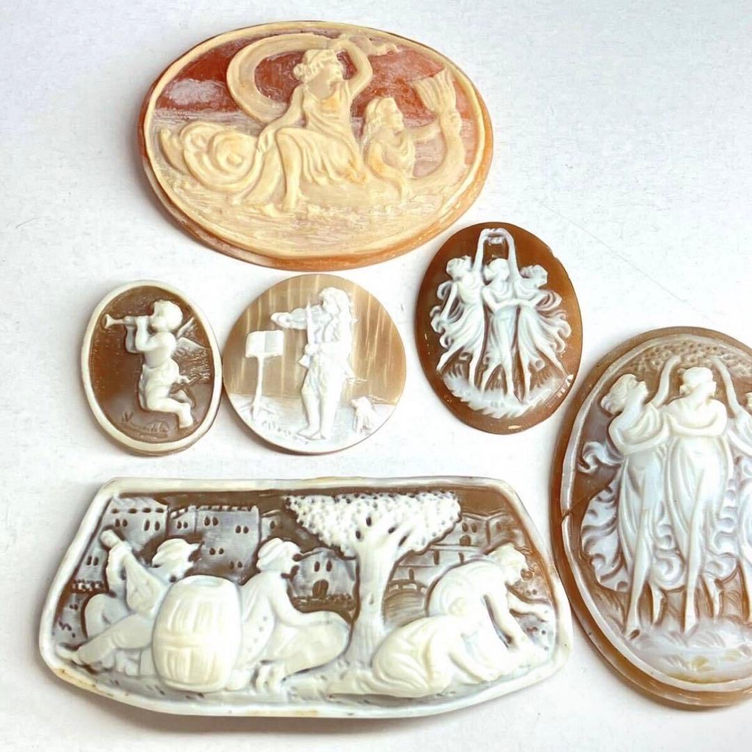 シェルカメオ6点おまとめ114ct 約22.8g ルース 裸石 彫刻