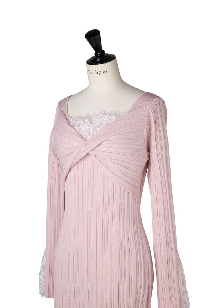 ワンピース Lilou Lace Hem Knit Dress S misty rose