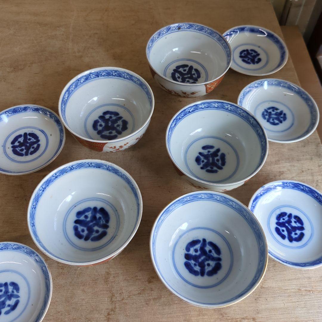 骨董 伊万里 古伊万里 茶碗 蓋茶碗 染め付け 錦手 アンティーク 5つ〜