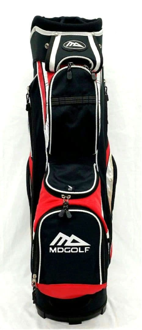 未使用品MDGOLF ゴルフ キャディバッグ ゴルフバッグ ブラックレッド系