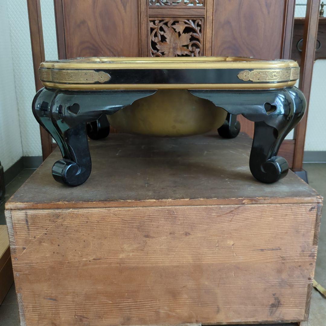 骨董 大名火鉢 火鉢 漆 漆器 金彩 猫脚 銅器 希少品 美品 木箱 火鉢