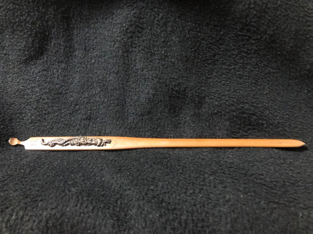 江戸時代　銅地象嵌龍図　笄　骨董　刀装具
