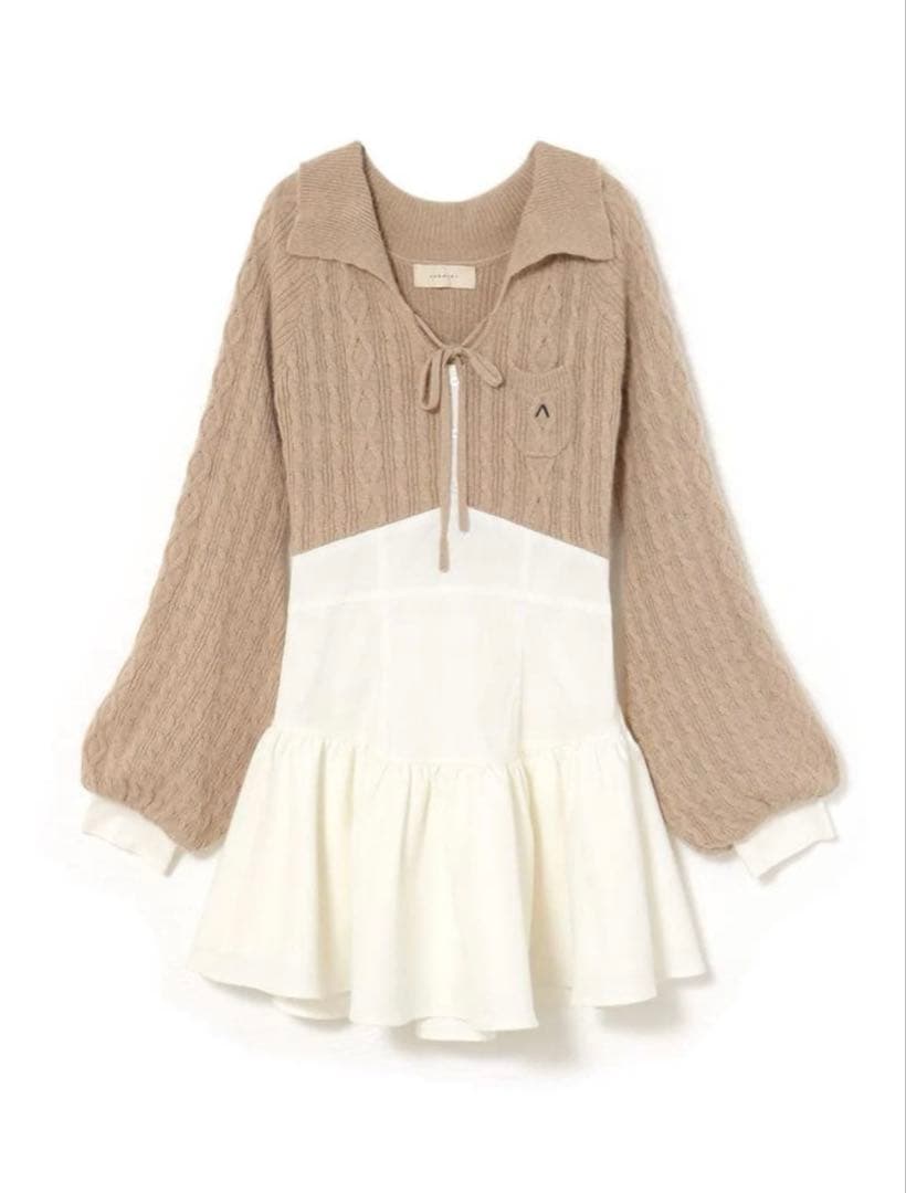 ワンピース ANDMARY Tess blouse mini dress beige
