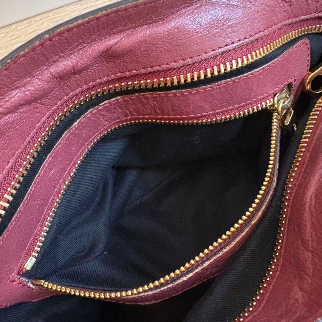 Chloe エテル ハンドバッグ レザー 赤 ボルドー ショルダー 容量大きめ