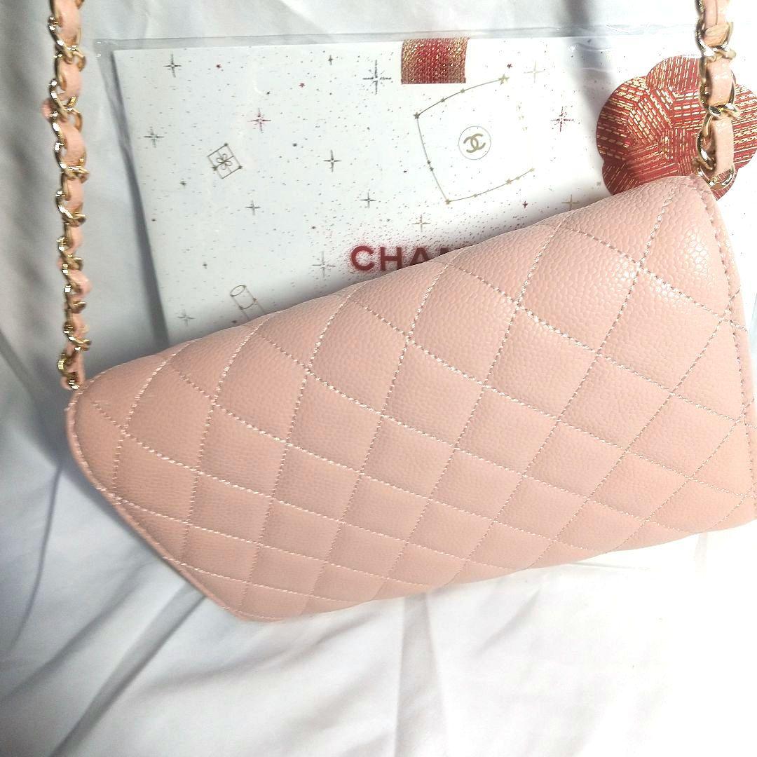 新品ピンクCHANELノベルティショルダーバックゴールドチェーンVIP限定