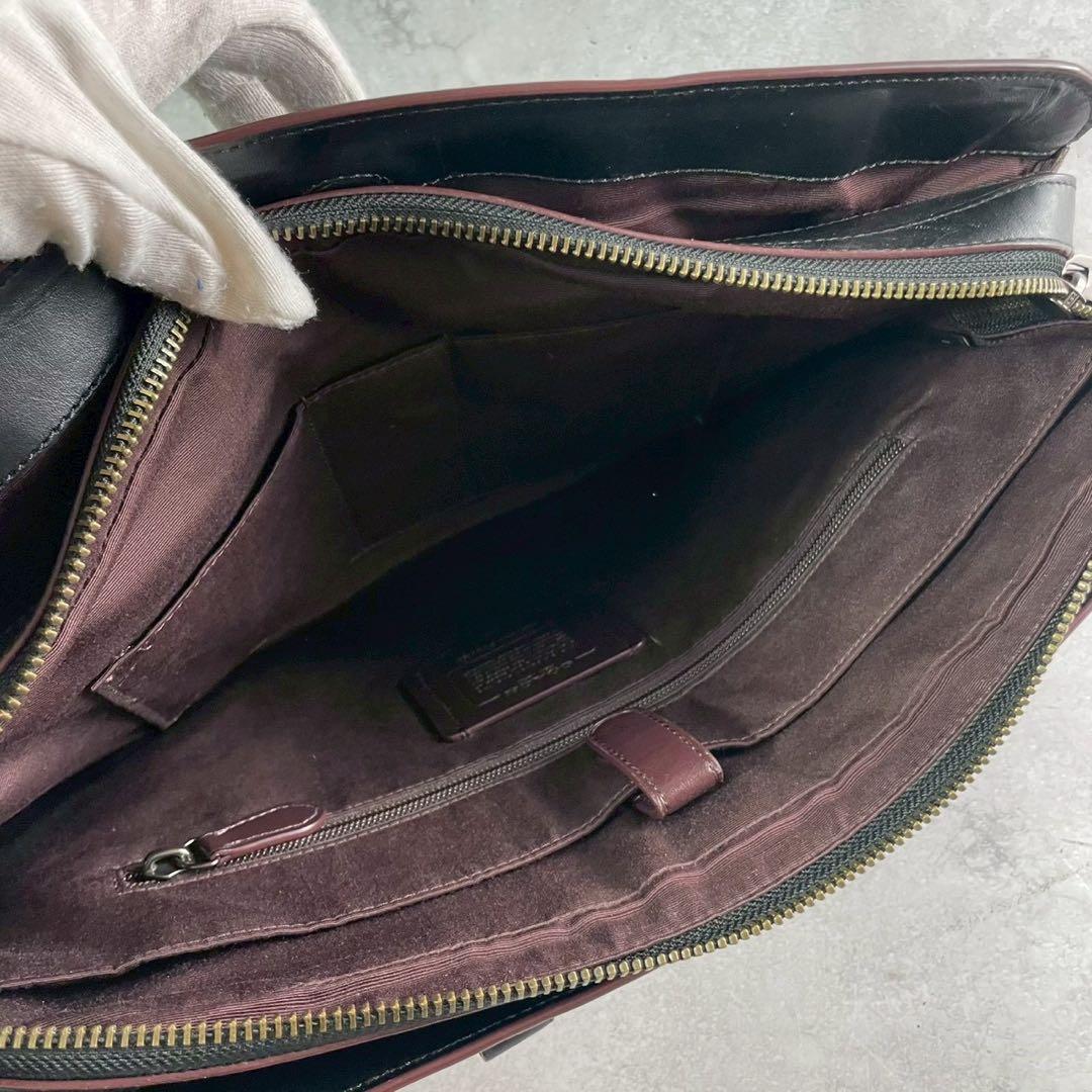 コーチ　2way ビジネスバッグ　シグネチャー PVC レザー　ブラック