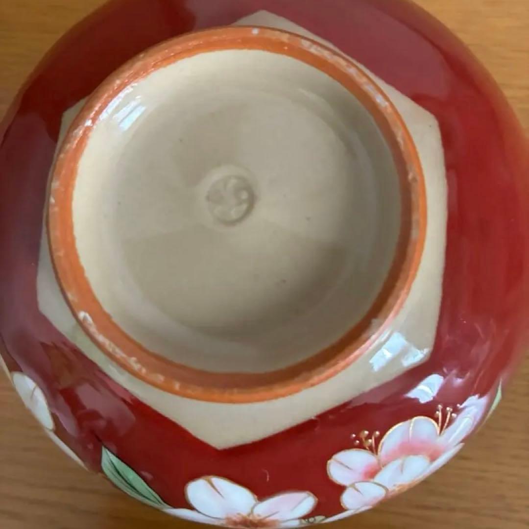 陶あん　赤色抹茶茶碗　飯碗