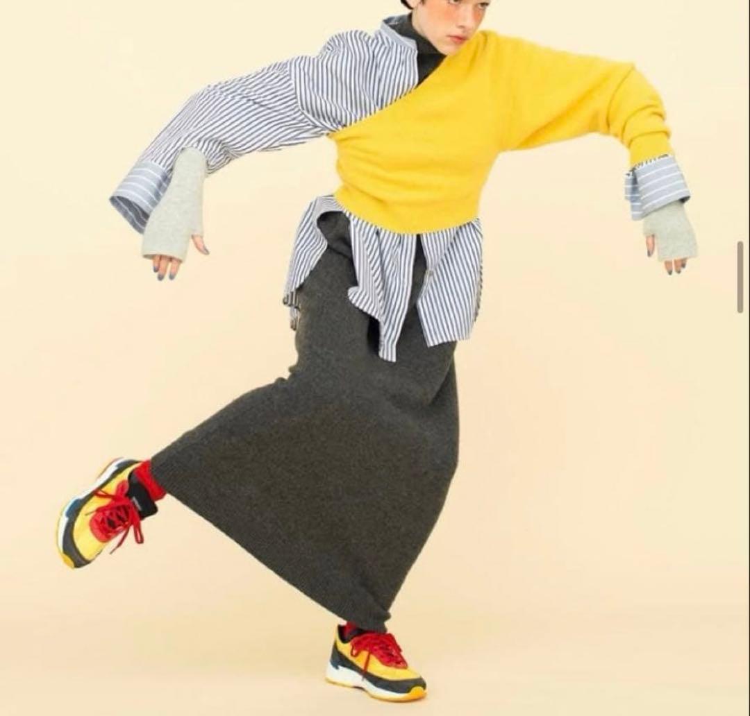 nagonstans ブルーストライプ シャツ バンドカラー M 23ss