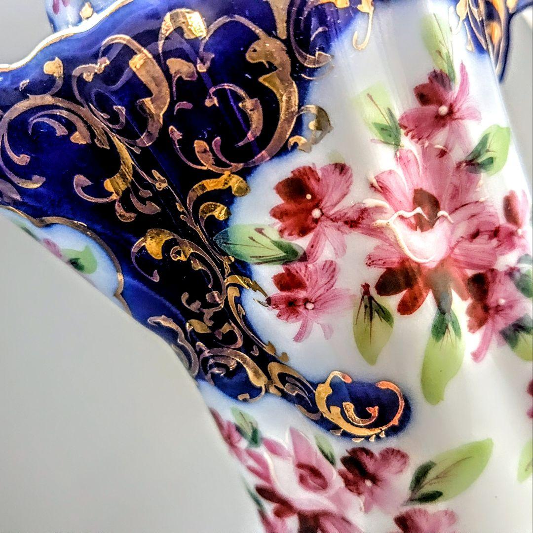 オールドニッポン 明治期 日本陶磁の優美　ティ―ポット　金彩 コバルト 花文