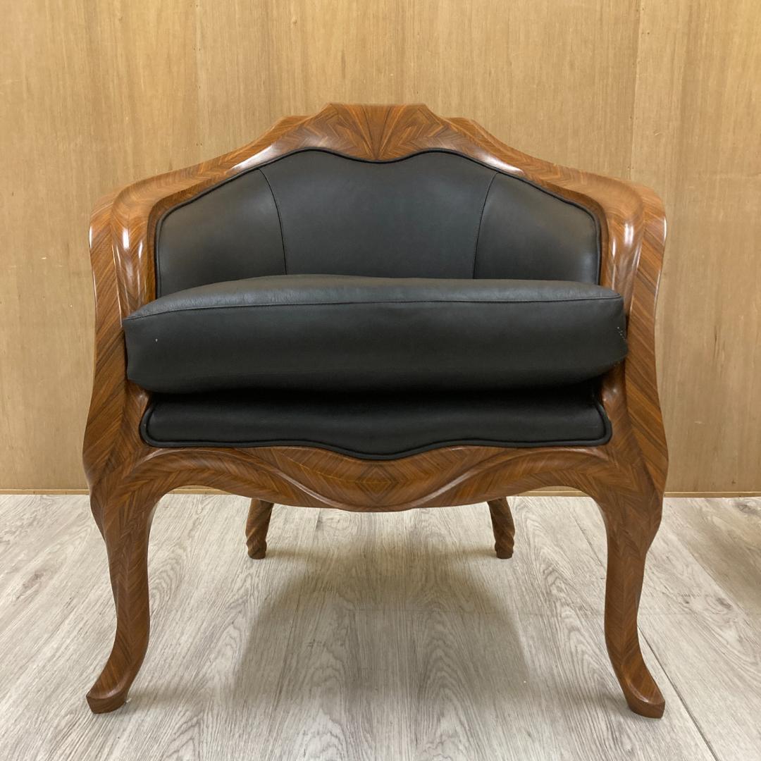 総革　ラウンジソファ　一人掛け　応接　２脚セット B