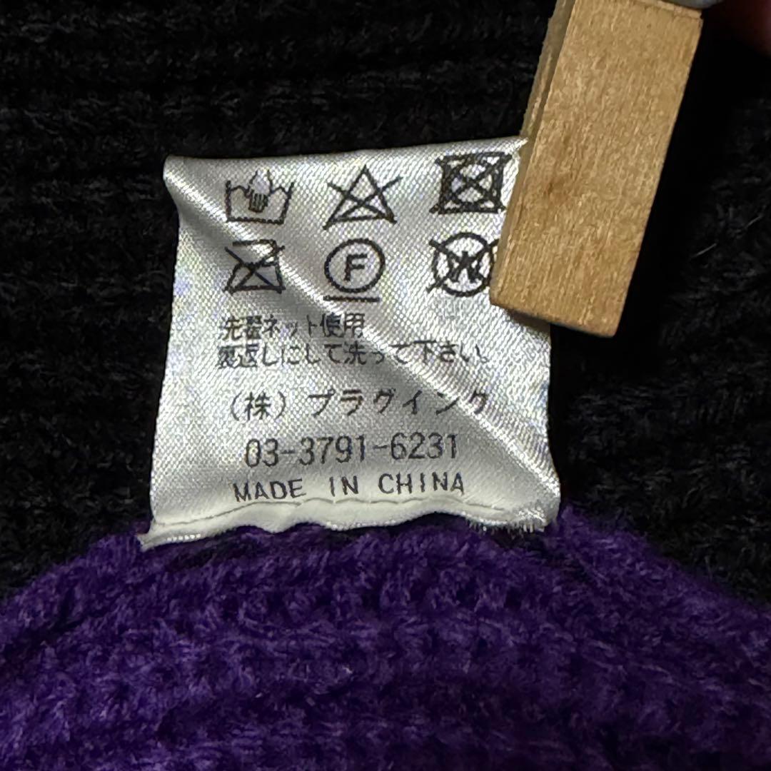 RADIO EVA エヴァ初号機カラー ケーブルニット L 黒×紫