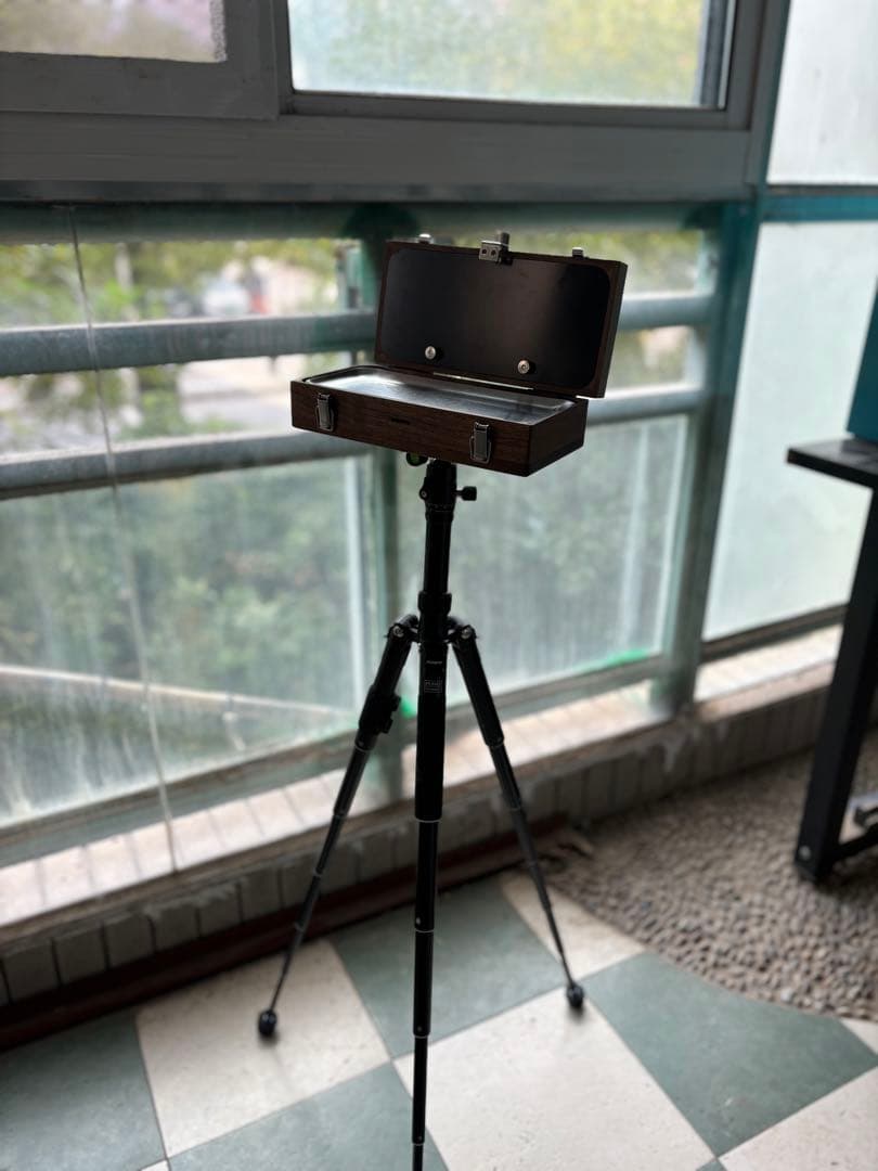 木製油絵画用ケース　職人手製　三脚付き