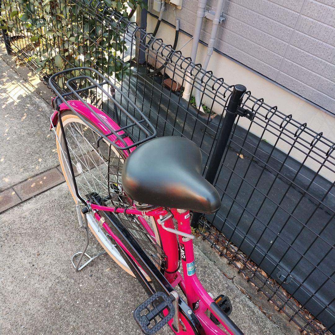 ピンク シティサイクル 前カゴ付き