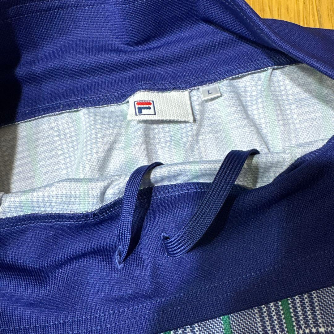 FILA テニスウェア3点セット 青緑チェック　Lサイズ