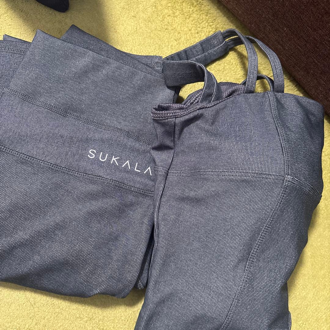 sukala リブデニムショートキャミソール　レギンス　セット　Sサイズ