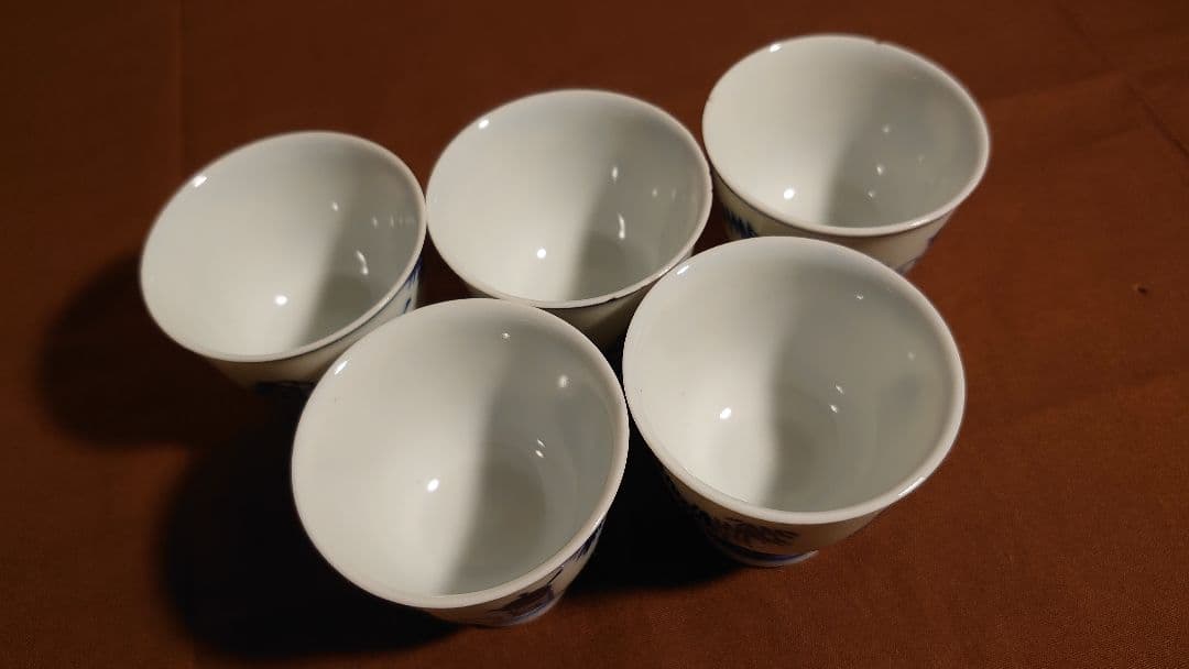 煎茶碗　竹泉　古染付　アンティーク煎茶碗　茶道具　蔵出し　５客