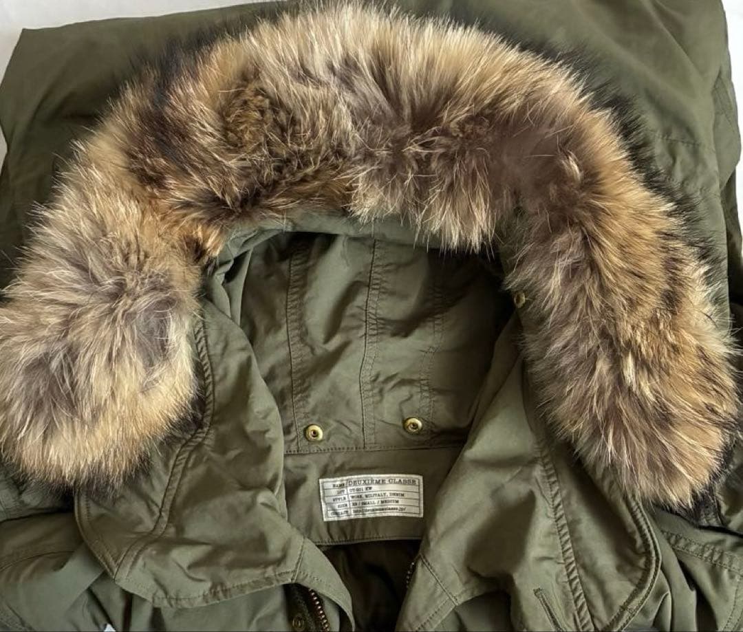 美品【ドゥーズィエムクラス】モッズコート　ファーライナー付き　カーキ　38