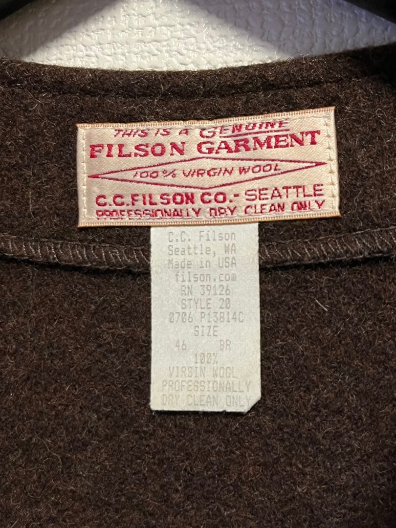 USA製 FILSON フィルソン マッキーノベスト 46 ブラウン