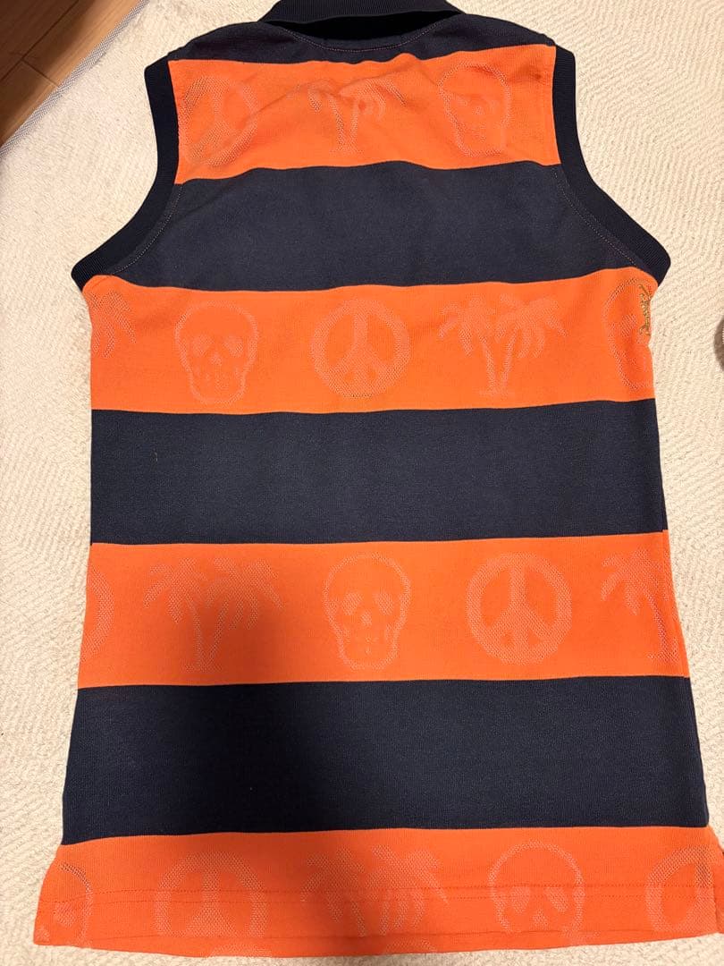 レディース ポロシャツ ノースリーブ オレンジ ネイビー