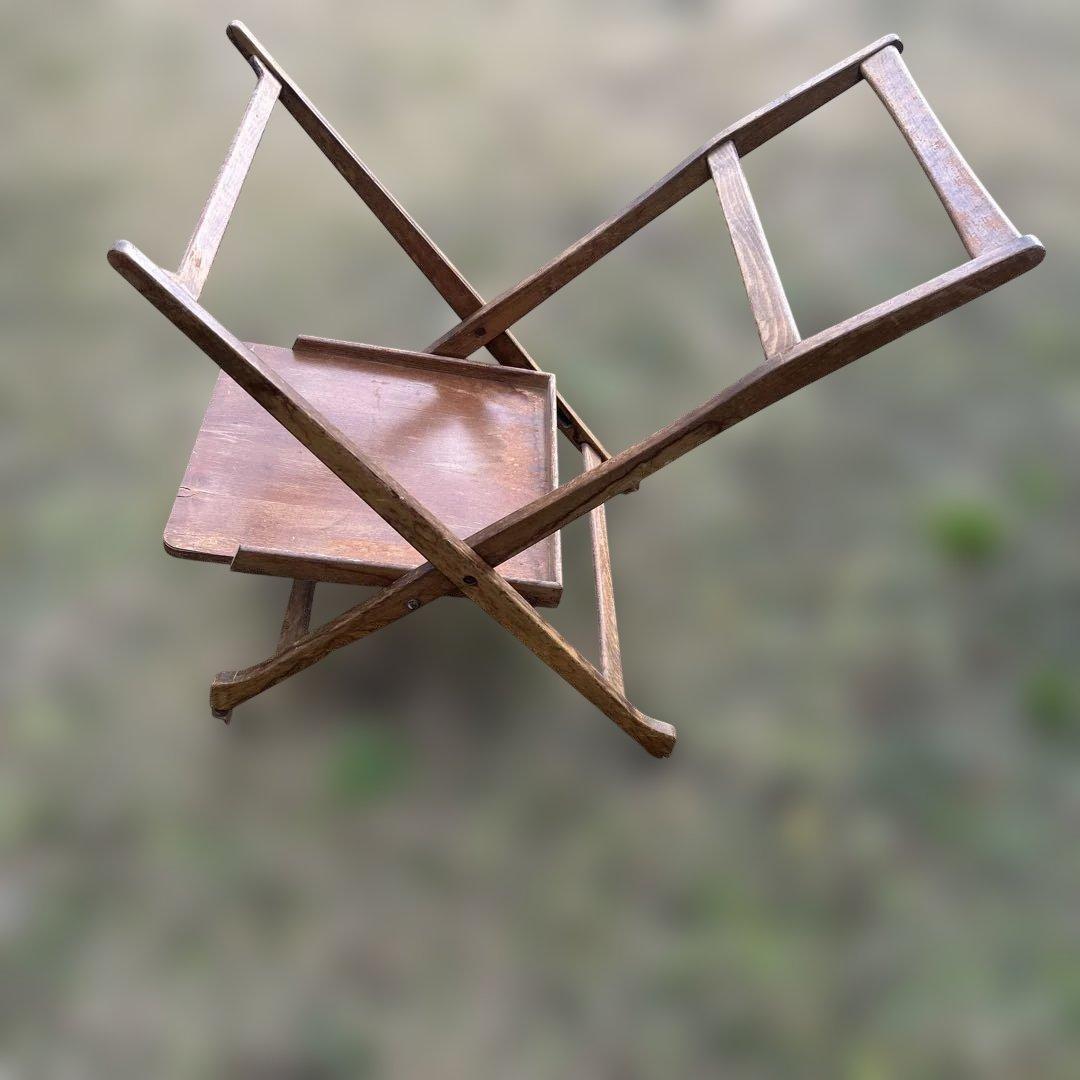 アンティーク木製折りたたみ式手押し車