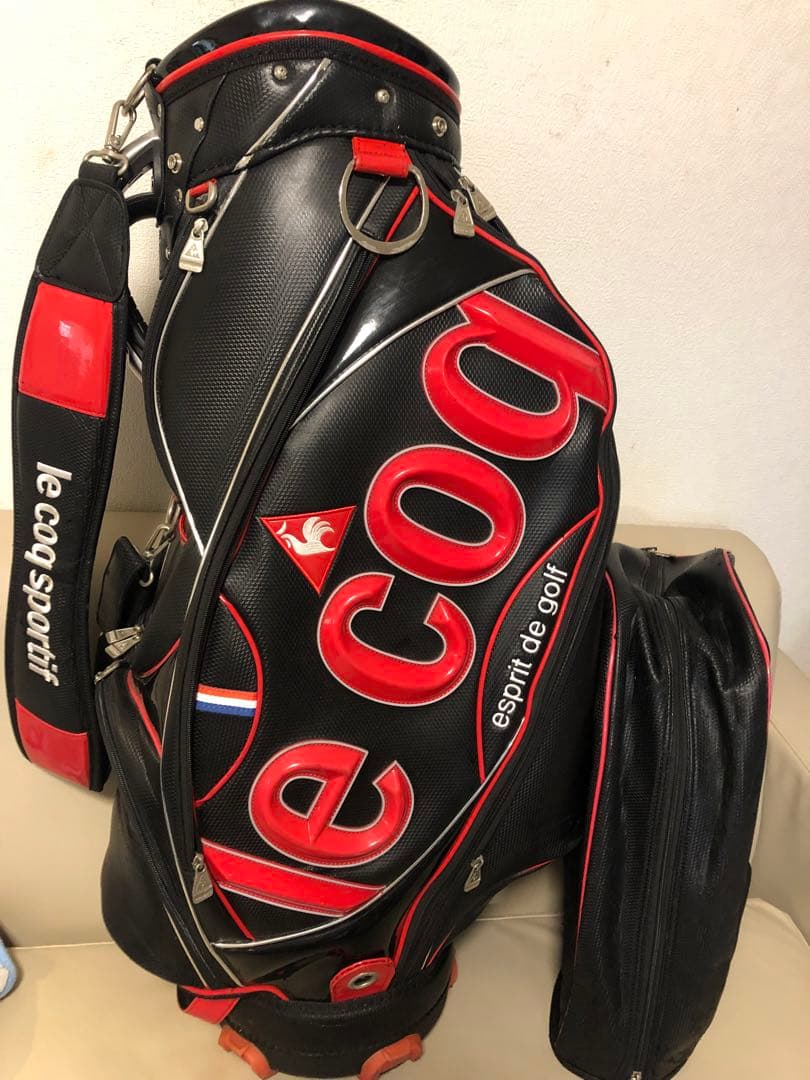 【送料込み】希少レア　ルコックスポルティフ　キャディバック　黒X赤　ゴルフバッグ