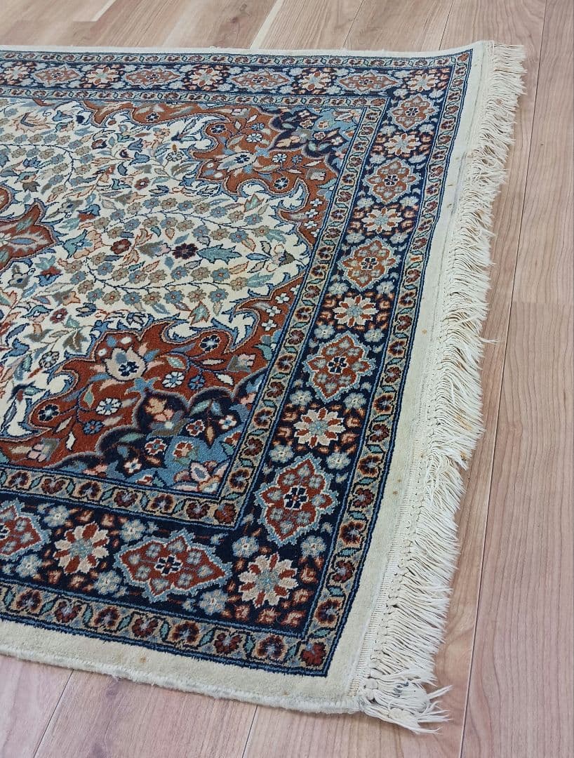 Y2651 高級トルコ絨毯 ウール 手織り 158×96㎝ 小花柄